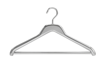 A sleek silver hanger stands ready in anticipation promising order and style within the on transparent background
