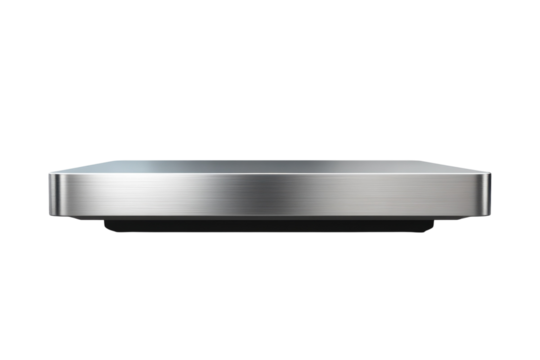 A sleek minimalist silver box a symbol of modern technology and elegant simplicity isolated on transparent background
