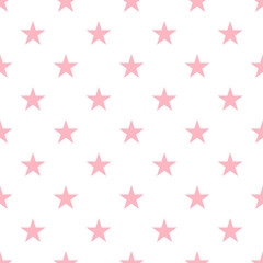 Obraz premium Light pink stars seamless pattern on white background in pastel grid layout