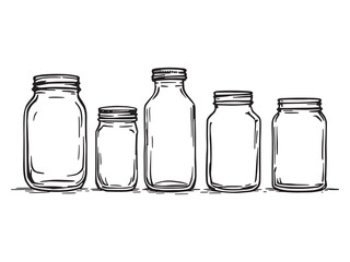 Mason Jar Monoline Drawing