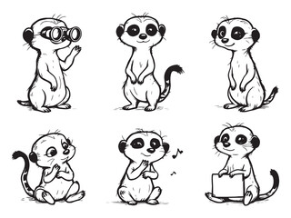 Meerkat Minimal Outline Drawing