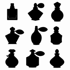 Perfume bottle silhouette collection fragrance aroma