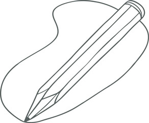 Hand-drawn pencil sketch line art of writing tool with abstract background, perfect for education, creativity, artistic design, classroom resources, stationery, and illustration themes.