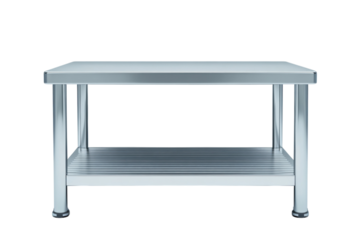 A gleaming stainless steel work table ready for culinary adventures shining with industrial on transparent background