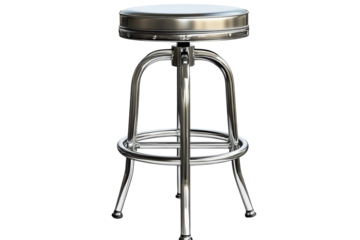 A gleaming chrome bar stool a symbol of retro diner charm and late night conversations on transparent background