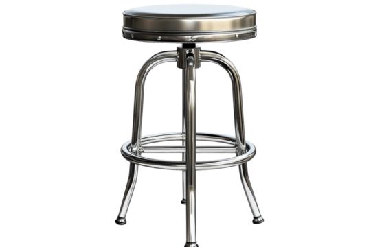 A gleaming chrome bar stool a symbol of retro diner charm and late night conversations on transparent background