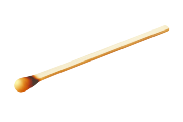 A fleeting moment of warmth a spent matchstick with a charred head lies silently a reminder of on transparent background