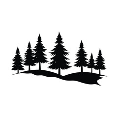 Obraz premium Vector illustration of a winter forest landscape with snow-covered fir and pine trees, perfect for Christmas and holiday season designs