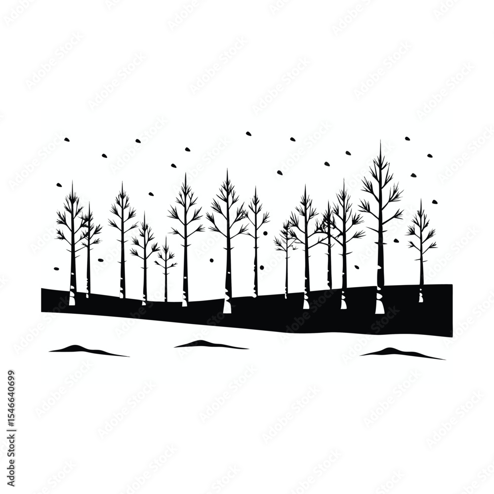 Wall mural abstract grunge background with a vector illustration of a tree silhouette, combining nature's desig