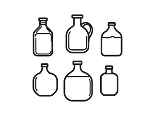 Oil Bottle Outline Vector Drawing