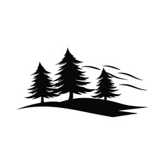 Obraz premium Winter forest vector illustration with a Christmas tree for holiday season celebration