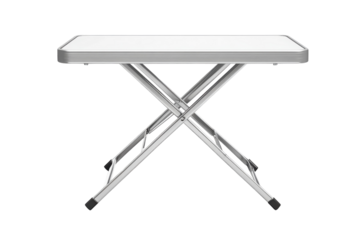 A clean modern folding table ready to serve a light meal or display treasured items isolated on transparent background