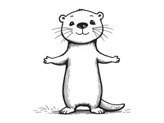 Otter Line Art Illustration