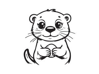 Otter Outline Vector Drawing