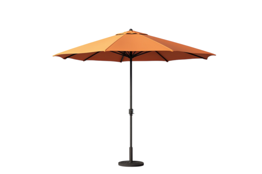 A bright terracotta patio umbrella providing cool shade for a summer day s outdoor leisure on transparent background