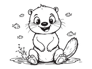 Otter Simple Line Sketch