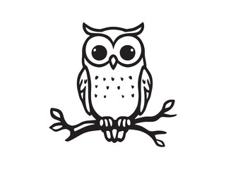 Owl Outline Vector Drawing
