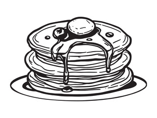 Pancakes Line Art Illustration