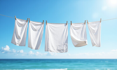 The Simple Beauty of a Clothesline with White Sheets Billowing in the Sea Breeze
