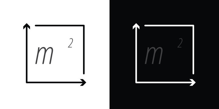 Square Meter icon in black. flat graphic vector icon