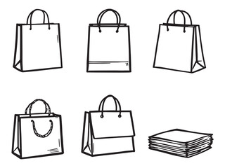 Paper Bag Line Art Illustration