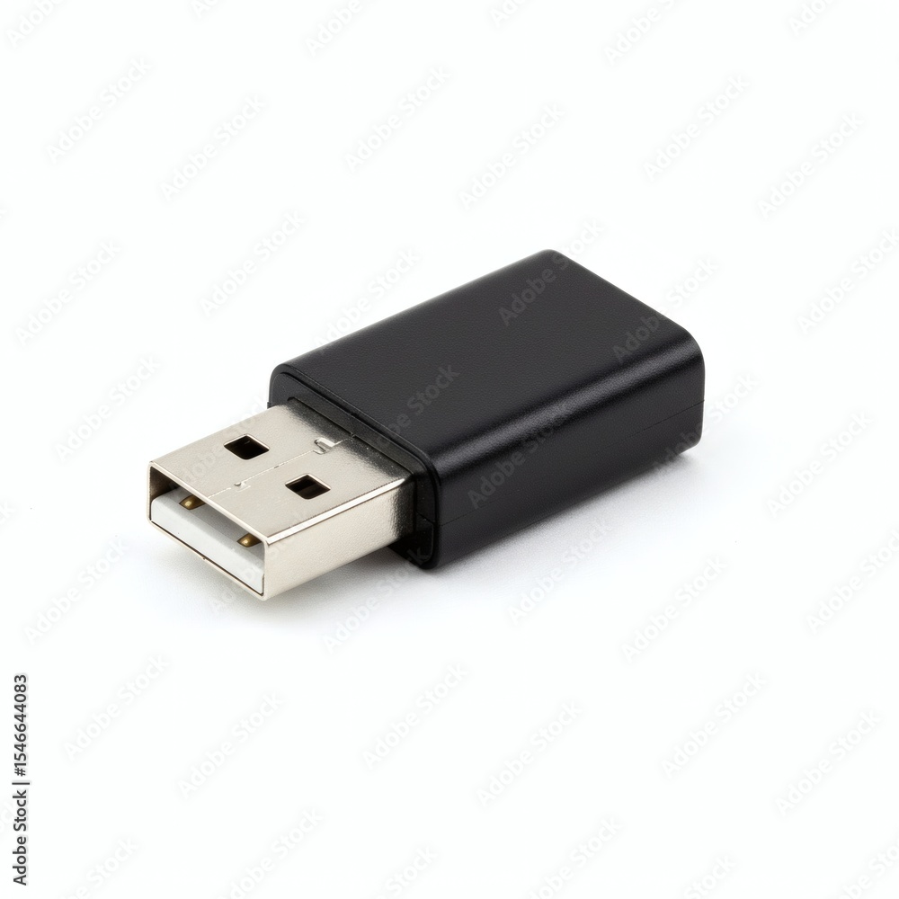 Poster compact black usb adapter closeup on white background showcasing modern technology and connectivity 