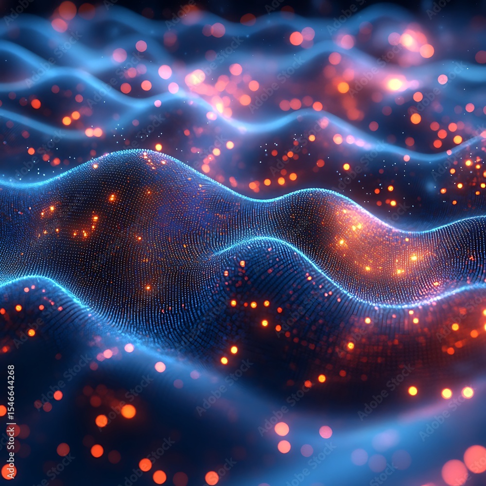 Poster abstract digital waves with glowing particles a photo illustrating technological advancement and dat