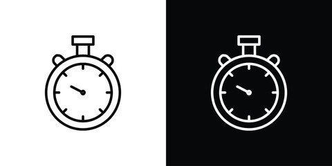 Obraz premium Stop watch icon in black. flat graphic vector icon