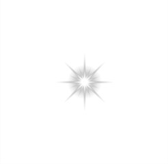 White sparkle light effect on a transparent background. Radiant silver-white glow with shining starbursts and light rays. Sparkling light bling effect in PNG format. Includes flare elements.