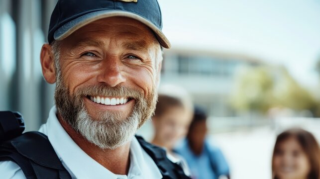 A cheerful portrait of a smiling man in a cap, exuding warmth and friendliness, set against a soft-focus background that enhances his approachable demeanor and positive energy.