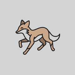 Running Jackal Line Art Vector