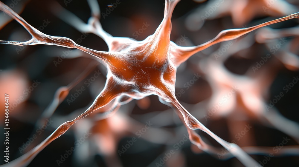 Poster a captivating close-up of glowing neurons in a neural network, with vibrant connections, illustratin