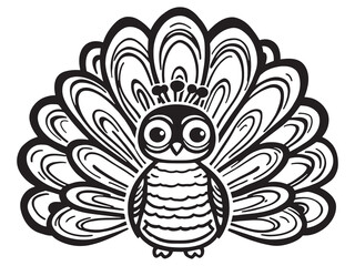 Peacock line art illustration