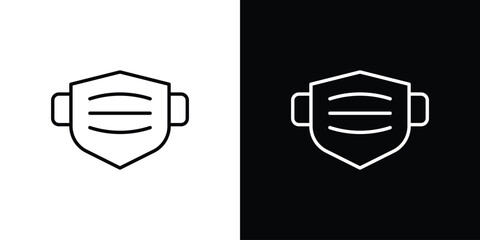 Surgical mask icon in black. flat graphic vector icon