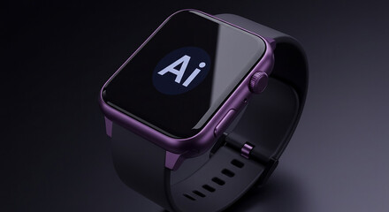 AI Smartwatch Close-up with Digital Display