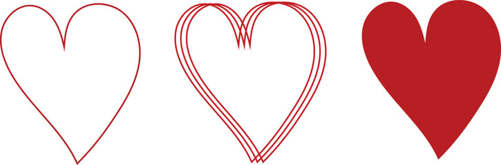 Collection of Heart icon, Symbol of Love Icon flat style modern design Isolated on Blank Background. Vector illustration.
