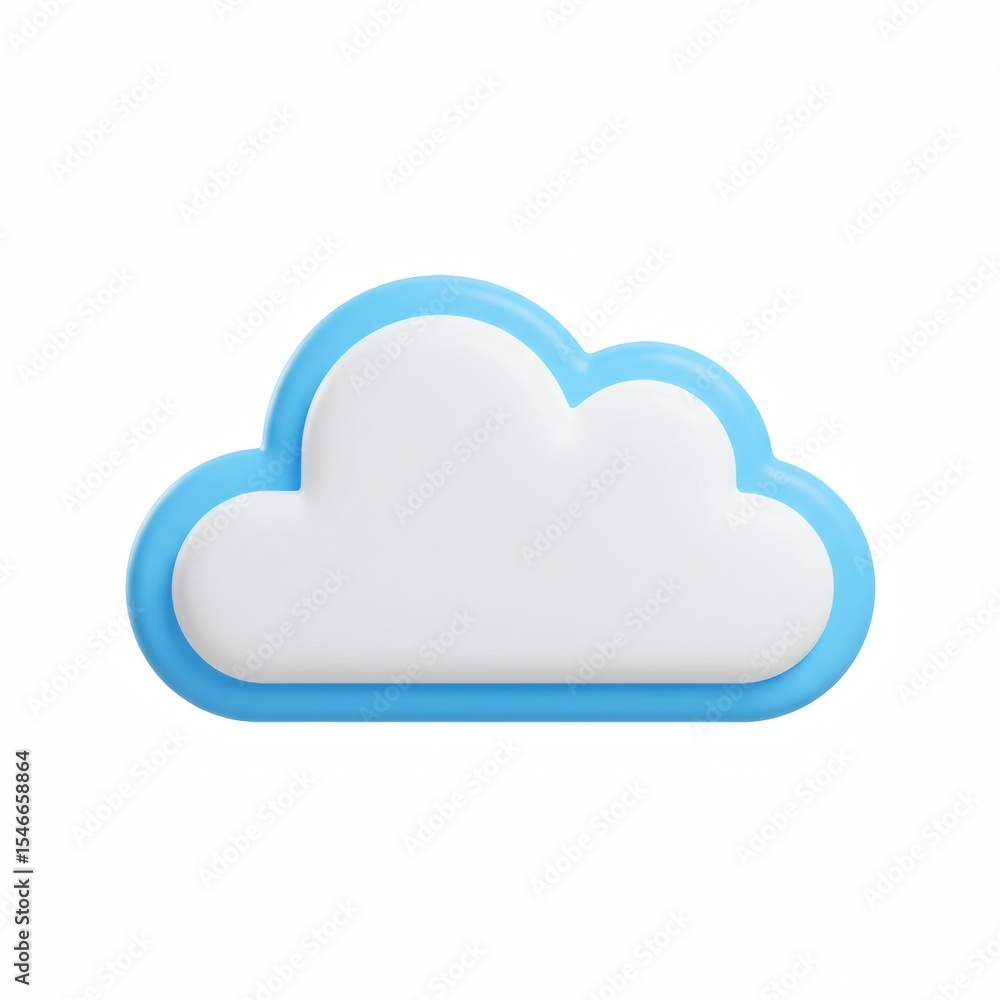 Poster cute 3d render of a white cloud with a light blue outline perfect for web design and app icons cloud