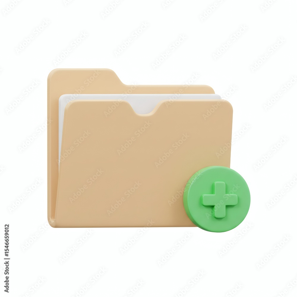 Poster add new file folder icon design pastel colors digital asset 3d render