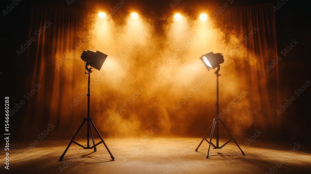 Aufkleber a captivating image featuring stage lights shining through smoke, creating a dynamic atmosphere for 