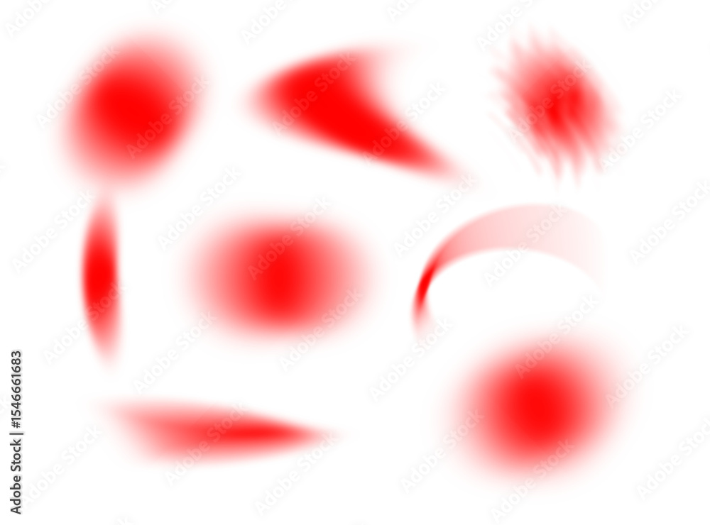 Poster abstract blurred element with vivid red gradient. grainy translucent form with airy white flow,