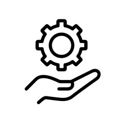 Minimalistic Flat Icon of a Human Hand Holding a Gear, Technology and Automation Concept Hand holding a gear symbolizing innovation.