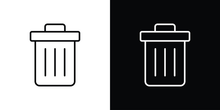 Trash icon in black. flat graphic vector icon