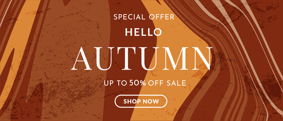 Trendy 80s–90s retro autumn backgrounds. Modern geometric design for seasonal sales, web, posters, banners, and social media. 50% discount offer. Vector.