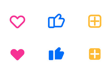 Modern social media interface icons with like add and love symbols on black background