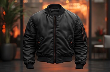 Black Bomber Jacket Mockup Apparel Design Template