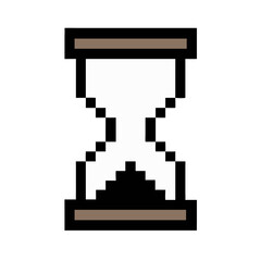 Fototapeta premium Pixel Hourglass Icon – Time Measurement in 8-Bit Pixel Art Style