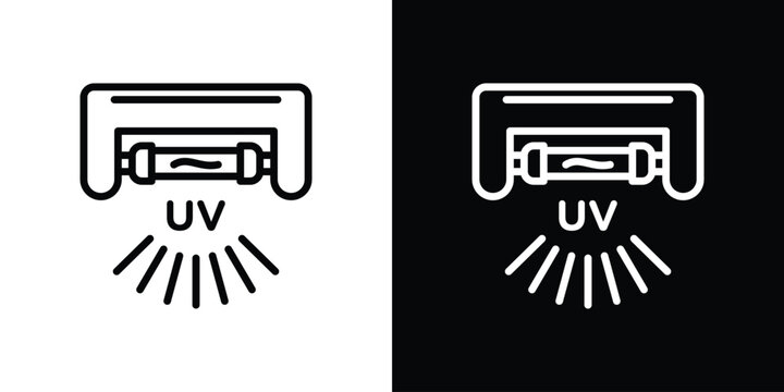 UV disinfection lamp icon in black. flat graphic vector icon