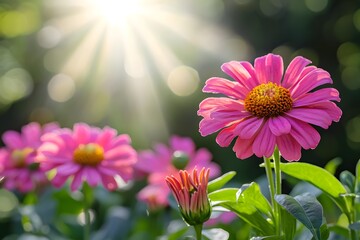 Flowers in radiant sunlight