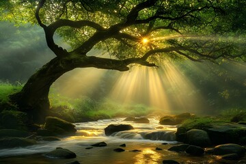 Sunbeams streaming from heavens