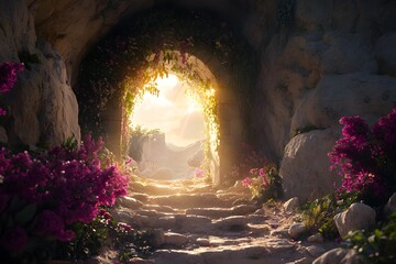 Empty tomb with light